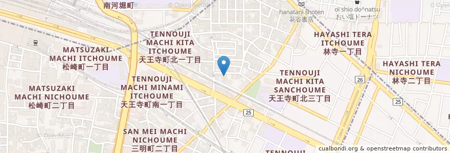 Mapa de ubicacion de 奥野病院 en Japan, Osaka Prefecture, Osaka, Abeno Ward.