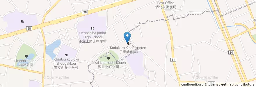 Mapa de ubicacion de 子宝幼稚園 en 日本, 大阪府, 堺市.