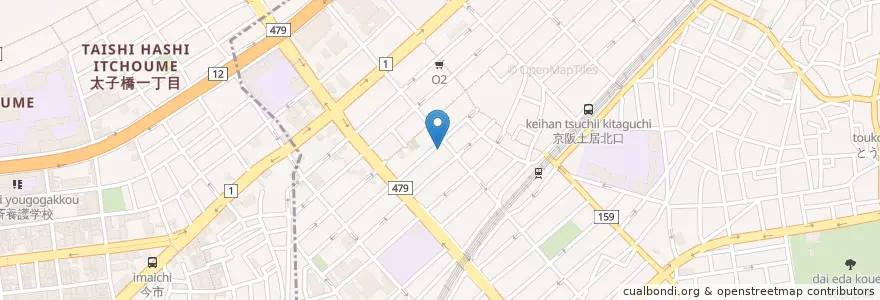 Mapa de ubicacion de 守口土居郵便局 en Japan, Osaka Prefecture, Moriguchi, Osaka, Asahi Ward.
