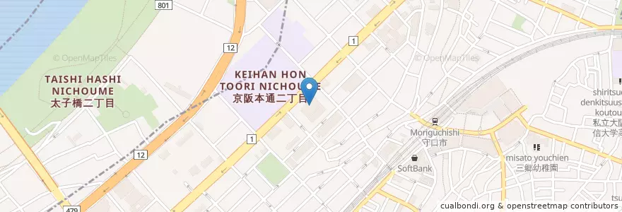 Mapa de ubicacion de 守口市役所 en Japan, Präfektur Osaka, 守口市.