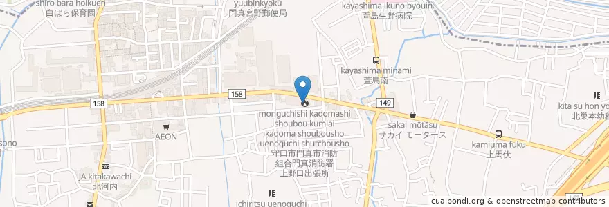 Mapa de ubicacion de 門真消防署 上野口出張所 en Japan, Präfektur Osaka, 門真市.