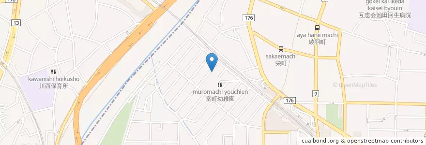 Mapa de ubicacion de 室町幼稚園 en 日本, 大阪府, 池田市.