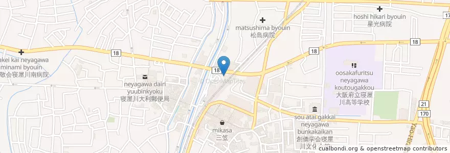Mapa de ubicacion de 寝屋川警察署寝屋川市駅前交番 en Japón, Prefectura De Osaka, 寝屋川市.