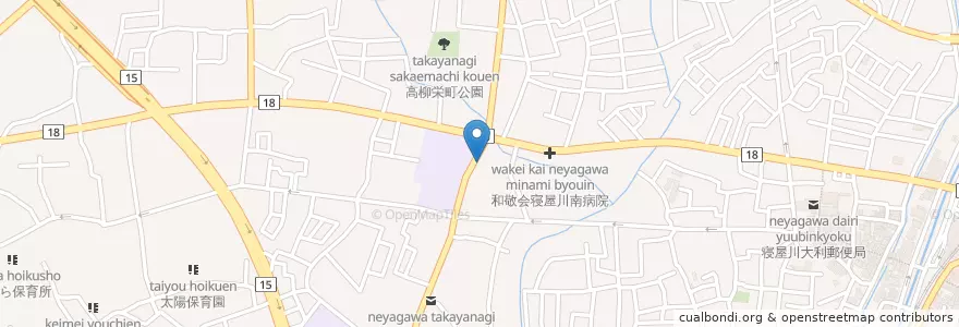 Mapa de ubicacion de 寝屋川警察署高柳交番 en Япония, Осака, 寝屋川市.