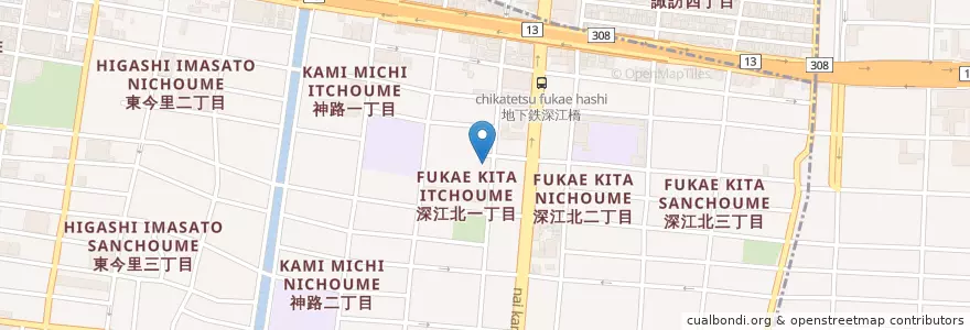 Mapa de ubicacion de 小市保育園 en Japan, 大阪府, Osaka, 東成区.