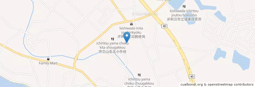 Mapa de ubicacion de 山直北幼稚園 en 日本, 大阪府, 岸和田市.