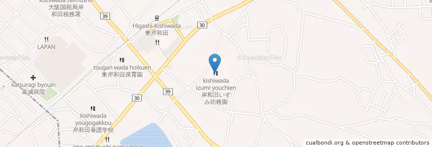 Mapa de ubicacion de 岸和田いずみ幼稚園 en 日本, 大阪府, 岸和田市.
