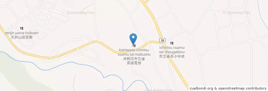 Mapa de ubicacion de 岸和田市立修斉保育所 en 日本, 大阪府, 岸和田市.