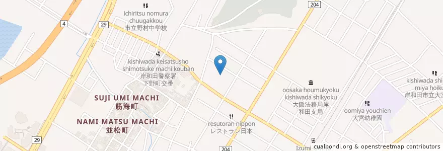 Mapa de ubicacion de 岸和田市立千喜里保育所 en 일본, 오사카부, 岸和田市.