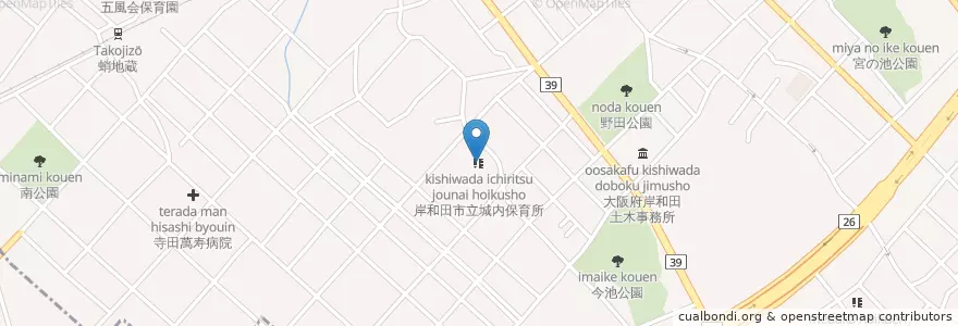 Mapa de ubicacion de 岸和田市立城内保育所 en Japan, Osaka Prefecture, Kishiwada.
