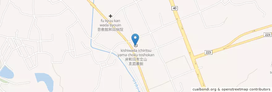 Mapa de ubicacion de 岸和田市立山直図書館　山直市民センター en Japan, 大阪府, 岸和田市.