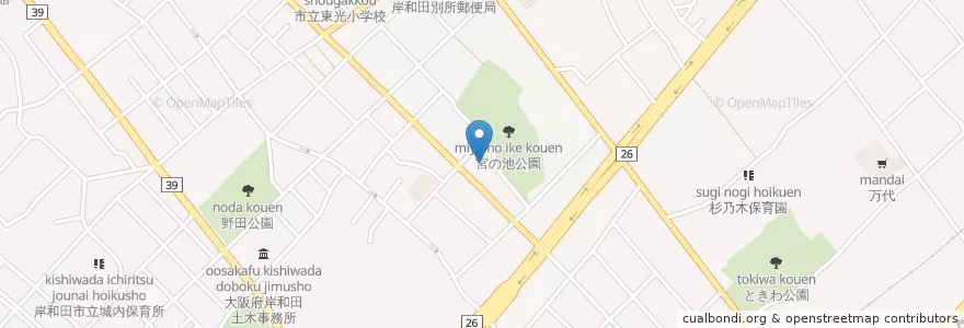 Mapa de ubicacion de 岸和田警察署 en 일본, 오사카부, 岸和田市.