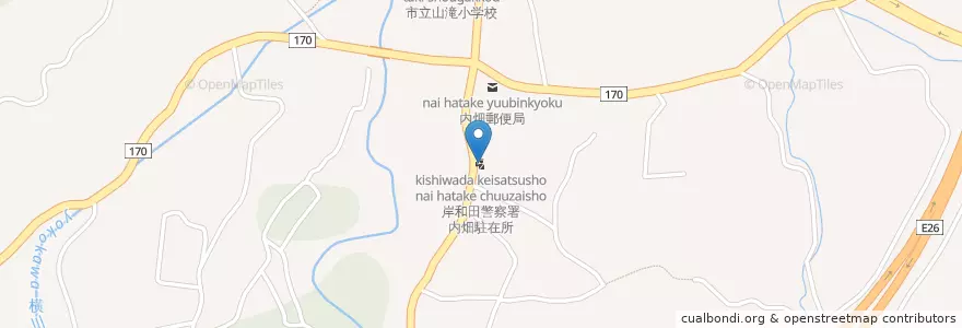 Mapa de ubicacion de 岸和田警察署内畑駐在所 en Japão, 大阪府, 岸和田市.