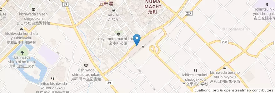 Mapa de ubicacion de 岸和田警察署岸和田駅前交番 en Giappone, Prefettura Di Osaka, 岸和田市.
