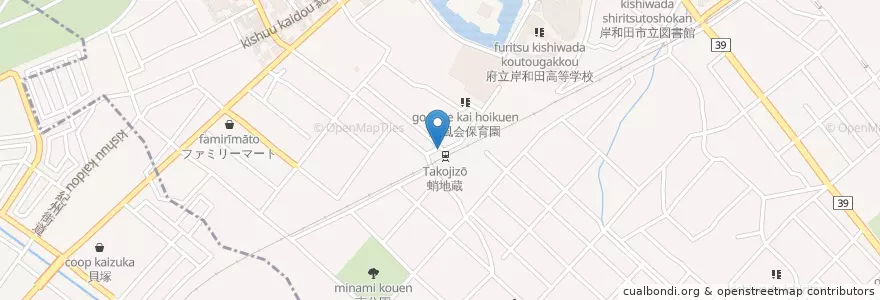 Mapa de ubicacion de 岸和田警察署蛸地蔵駅前交番 en Japan, Präfektur Osaka, 岸和田市.