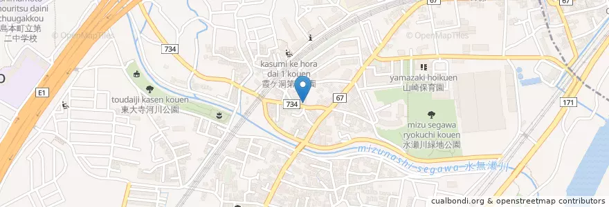 Mapa de ubicacion de 島本東大寺郵便局 en Japan, Präfektur Osaka, 三島郡, 島本町.