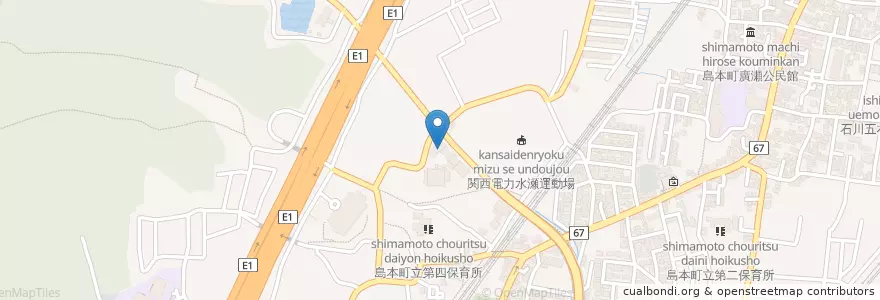 Mapa de ubicacion de 島本町役場 en ژاپن, 大阪府, 三島郡, 島本町.