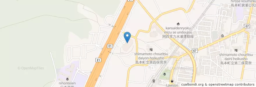 Mapa de ubicacion de 島本町立図書館 en 日本, 大阪府, 三島郡, 島本町.