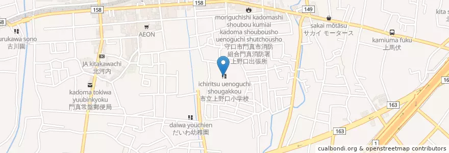 Mapa de ubicacion de 市立上野口小学校 en Japón, Prefectura De Osaka, 門真市.