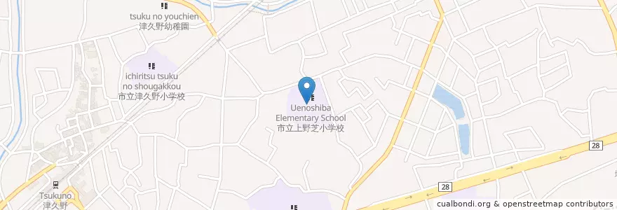 Mapa de ubicacion de 市立上野芝小学校 en Japão, 大阪府, 堺市, 西区.