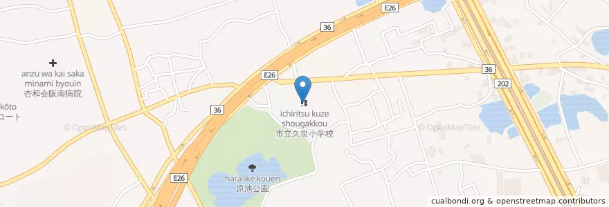 Mapa de ubicacion de 市立久世小学校 en Japão, 大阪府, 堺市, 中区.