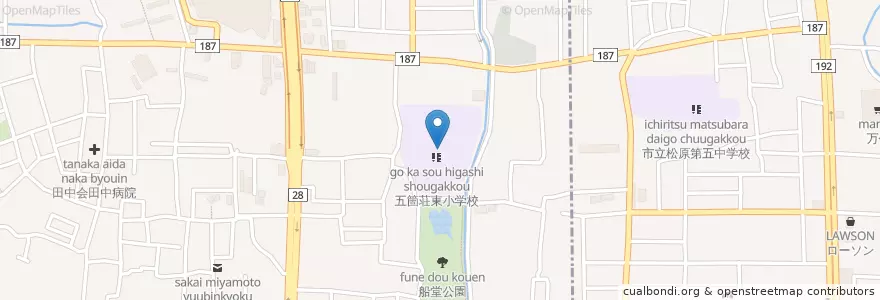 Mapa de ubicacion de 市立五箇荘東小学校 en Jepun, 大阪府, 堺市, 北区.