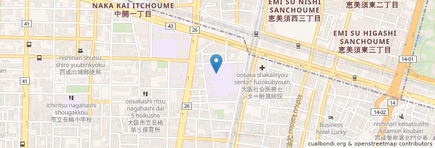 Mapa de ubicacion de 市立今宮中学校 en 일본, 오사카부, 오사카, 西成区.