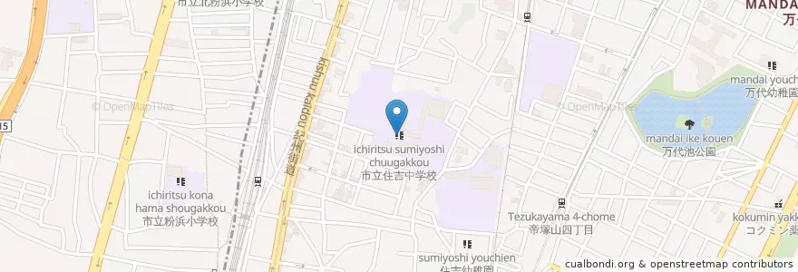 Mapa de ubicacion de 市立住吉中学校 en Japón, Prefectura De Osaka, Osaka.