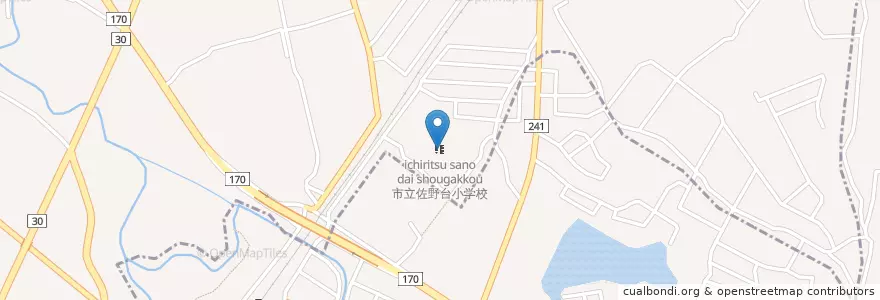 Mapa de ubicacion de 市立佐野台小学校 en اليابان, أوساكا, 泉佐野市, 熊取町.