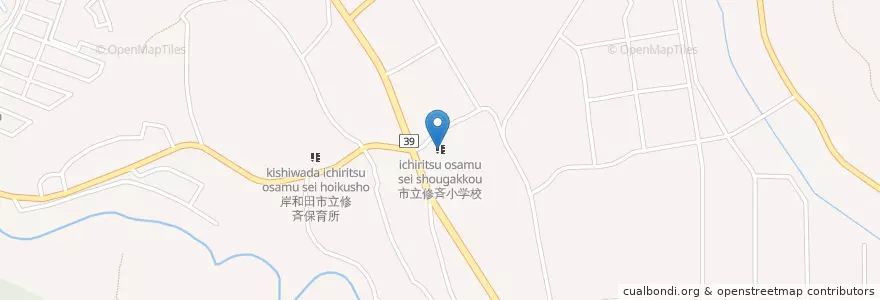 Mapa de ubicacion de 市立修斉小学校 en 日本, 大阪府, 岸和田市.