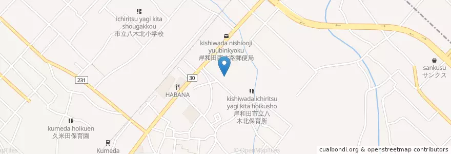 Mapa de ubicacion de 市立八木小学校 en Japonya, 大阪府, 岸和田市.