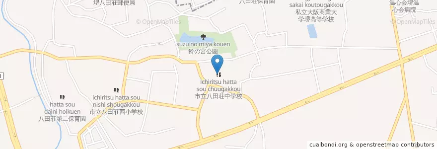 Mapa de ubicacion de 市立八田荘小学校 en Japan, Präfektur Osaka, 堺市, 中区.