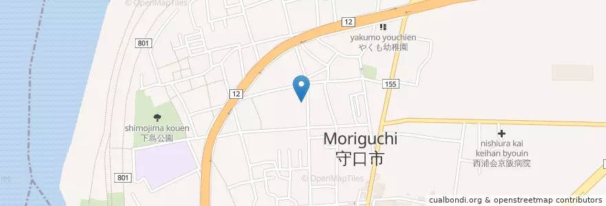 Mapa de ubicacion de 市立八雲中学校 en Japón, Prefectura De Osaka, 守口市.