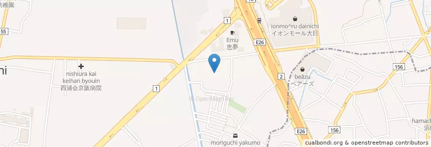 Mapa de ubicacion de 市立八雲東小学校 en Japão, 大阪府, 守口市.