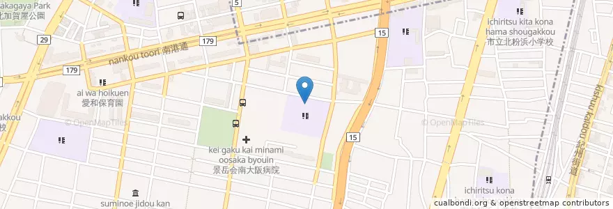 Mapa de ubicacion de 市立加賀屋東小学校 en 日本, 大阪府, 大阪市, 住之江区.