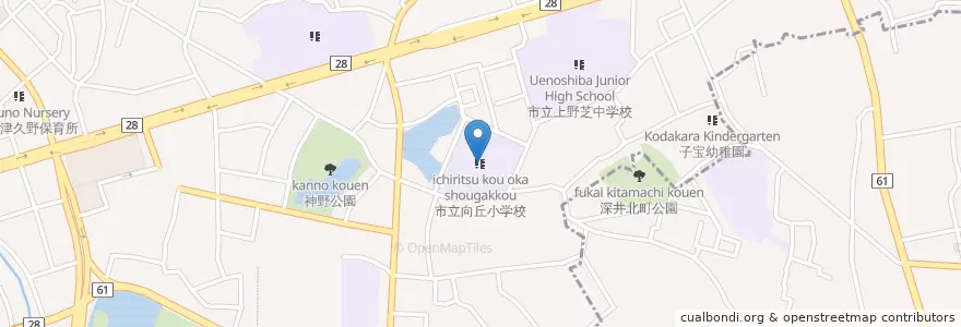 Mapa de ubicacion de 市立向丘小学校 en Japão, 大阪府, 堺市, 西区.