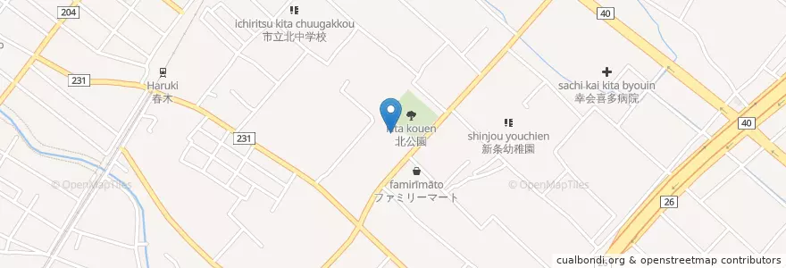 Mapa de ubicacion de 市立城北小学校 en Jepun, 大阪府, 岸和田市.