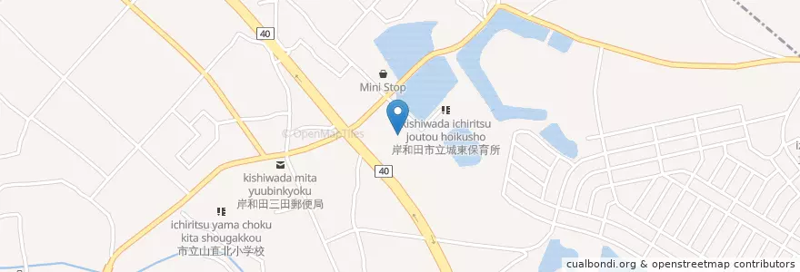 Mapa de ubicacion de 市立城東小学校 en Jepun, 大阪府, 岸和田市.