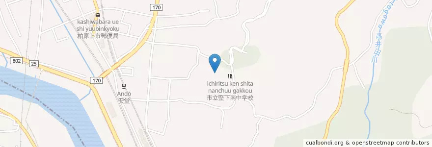 Mapa de ubicacion de 市立堅下南小学校 en 日本, 大阪府, 柏原市.
