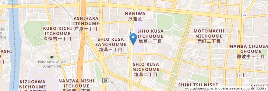 Mapa de ubicacion de 市立塩草立葉小学校 en 日本, 大阪府, 大阪市, 浪速区.