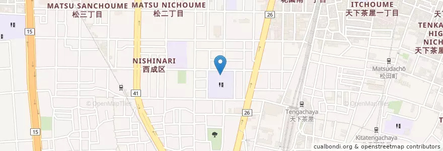 Mapa de ubicacion de 市立天下茶屋中学校 en Japonya, 大阪府, 大阪市, 西成区.
