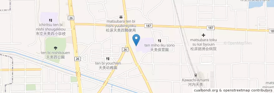 Mapa de ubicacion de 市立天美小学校 en 日本, 大阪府, 松原市.