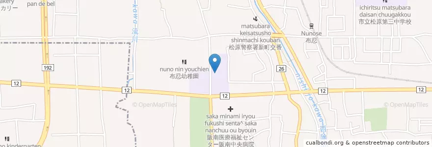 Mapa de ubicacion de 市立布忍小学校 en Japón, Prefectura De Osaka, 松原市.