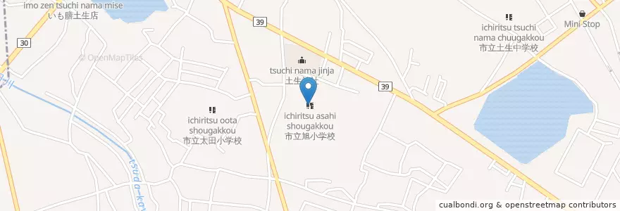 Mapa de ubicacion de 市立旭小学校 en 日本, 大阪府, 岸和田市.
