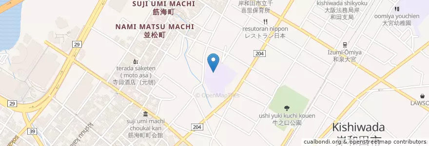 Mapa de ubicacion de 市立朝陽小学校 en ژاپن, 大阪府, 岸和田市.
