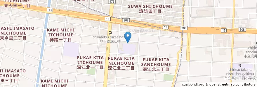 Mapa de ubicacion de 市立東陽中学校 en Jepun, 大阪府, 大阪市, 東成区.