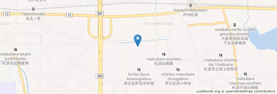 Mapa de ubicacion de 市立松原中学校 en 日本, 大阪府, 松原市.
