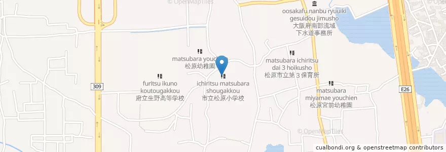 Mapa de ubicacion de 市立松原小学校 en Japón, Prefectura De Osaka, 松原市.