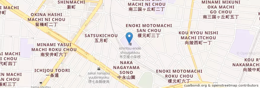 Mapa de ubicacion de 市立榎小学校 en Jepun, 大阪府, 堺市, 堺区.