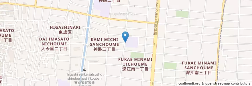 Mapa de ubicacion de 市立深江小学校 en Japon, Préfecture D'Osaka, 大阪市, 東成区.